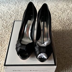 White House Black Market Satin Peep Toe Heels